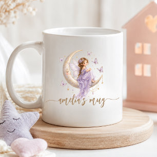 Taza De Café Nombre de Hada de la Luna Personalizado Mariposa