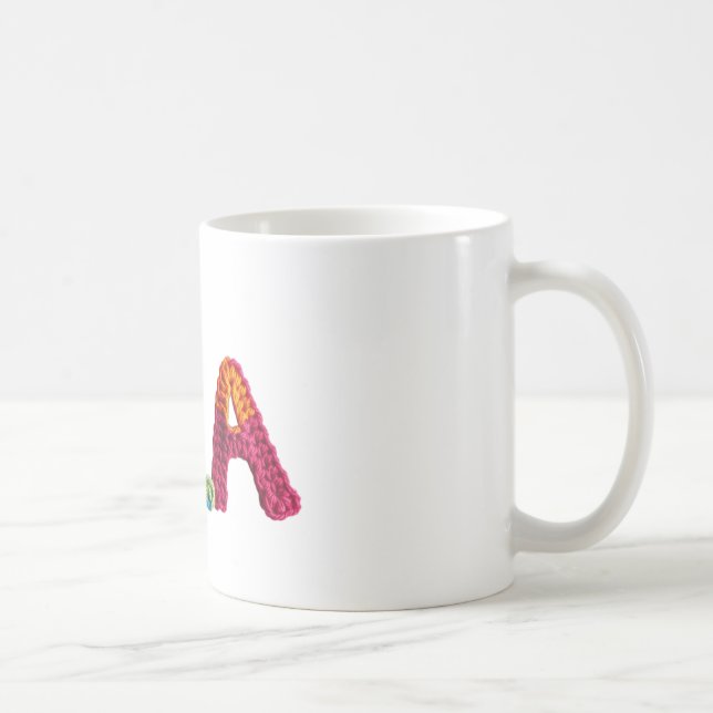 Taza De Café Nombre de Isla en el patrón de crochet vibrante (Derecha)