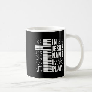 Taza De Café Nombre de Jesús Toco Piano Teclado Adoración Crist