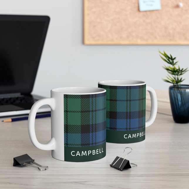 Taza De Café Nombre de la bandeja del clan Campbell Tartan pers (Subido por el creador)