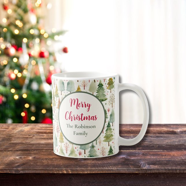 Taza De Café Nombre de la cita navideña de Feliz Árboles forest (Subido por el creador)