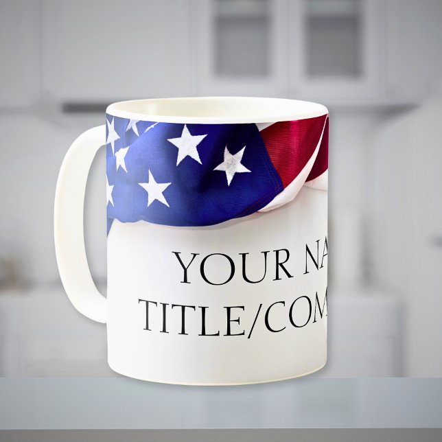 Taza De Café Nombre de la compañía de bandera estadounidense (American Flag Company Name Coffee Mug)
