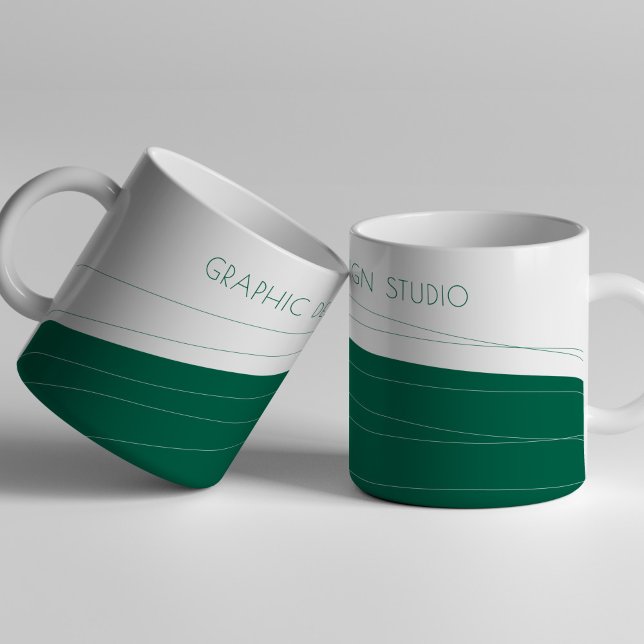 Taza De Café Nombre de la empresa abstracto verde moderno perso (Subido por el creador)