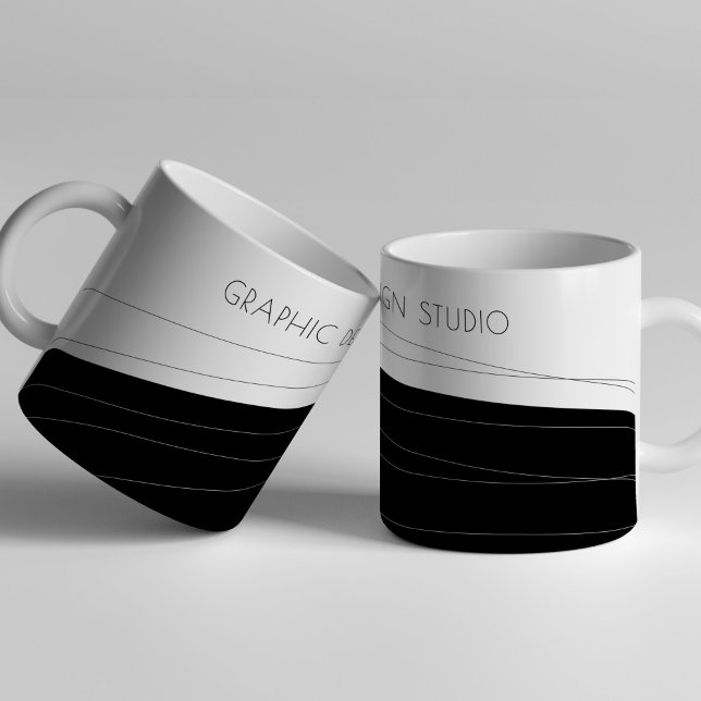 Taza De Café Nombre de la empresa moderno personalizado en blan (Subido por el creador)