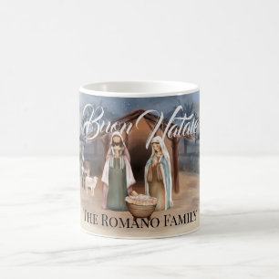 Taza De Café Nombre de la familia italiana Buon Natale Nativity