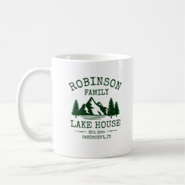 Taza De Café Nombre de la familia Lake House Forest Green Trees