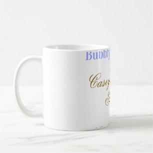 Taza De Café nombre de la fecha de la ducha de la novia burbuje