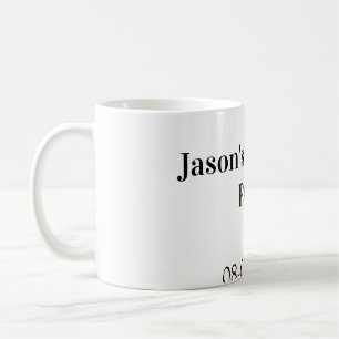 Taza De Café nombre de la fiesta de soltero fecha simple minima