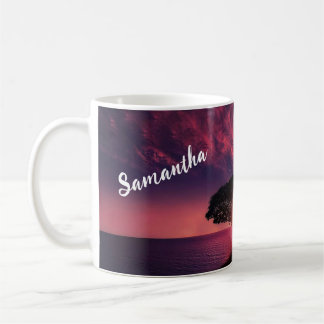 Taza De Café Nombre de la puesta de sol roja