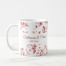 Taza De Café Nombre de la tela roja floral de los ángulos cupid