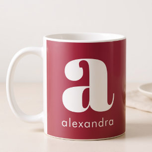 Taza De Café Nombre de letra inicial monograma rosa simple mode
