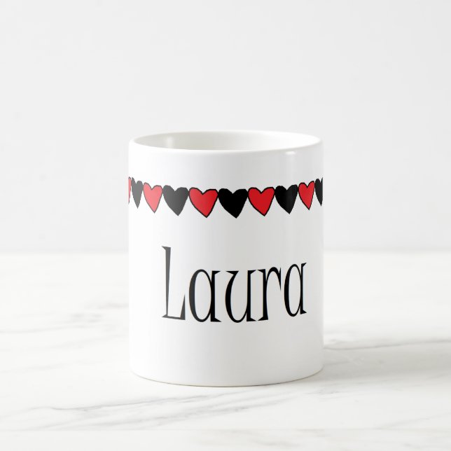 Taza De Café Nombre de los corazones de Laura (Centro)