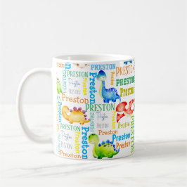 Taza De Café Nombre de los niños con dinosaurios