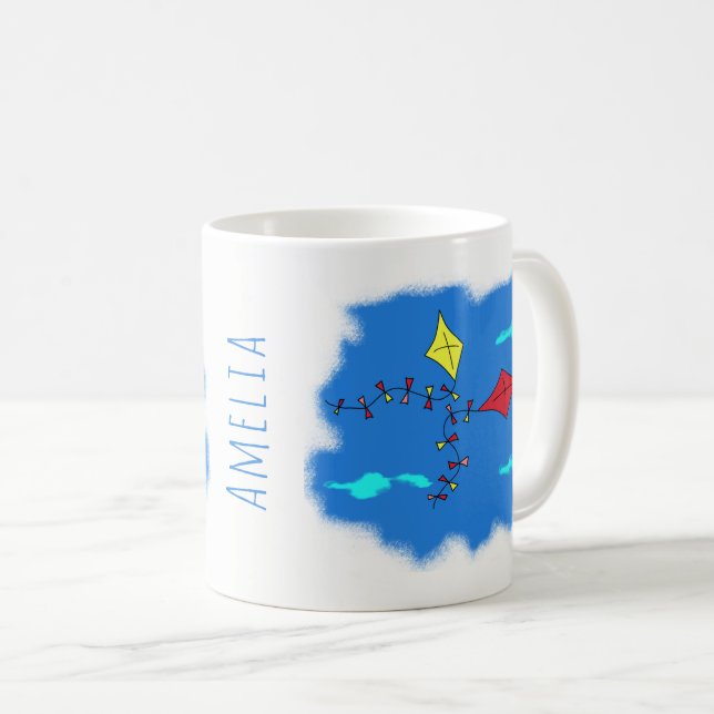 Taza De Café Nombre de los niños dibujantes de cometas (Anverso derecho)