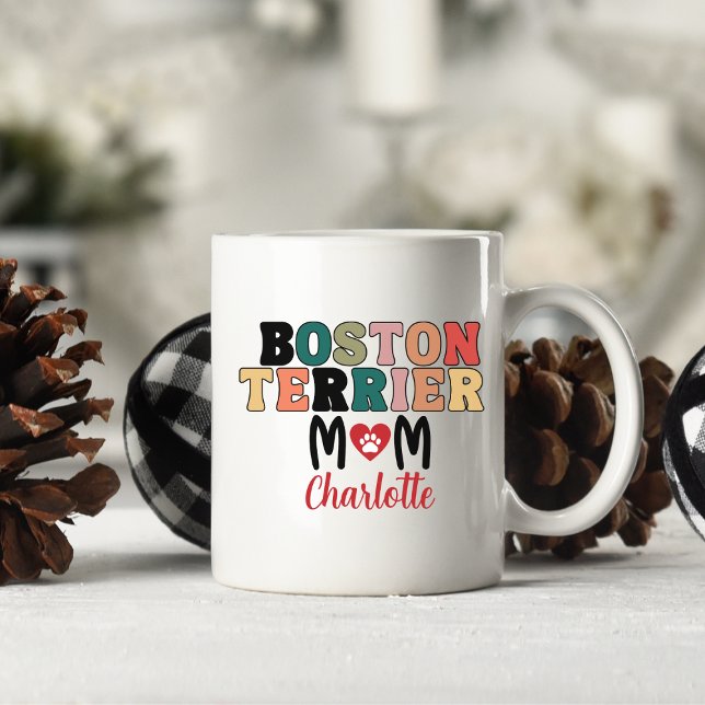 Taza De Café Nombre de mamá de Boston Terrier (Subido por el creador)