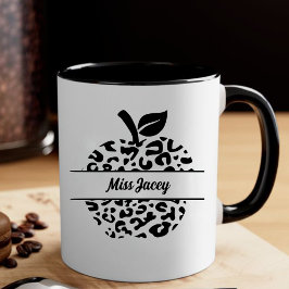 Taza De Café Nombre de manzana de maestro personalizado, maestr