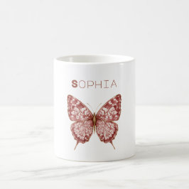 Taza De Café Nombre de Mariposa Borgoña