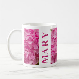 Taza De Café Nombre de "Mary", letra floral rosa suave de Hydra