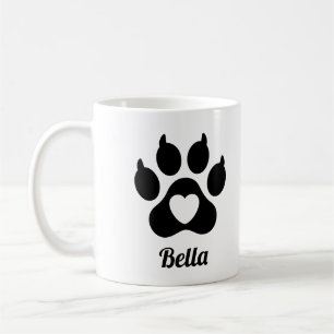 Taza De Café Nombre de Mascota con Huella de Pezuña Minimalista