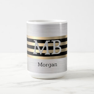 Taza De Café Nombre de monograma de bricolaje, dorado amarillen