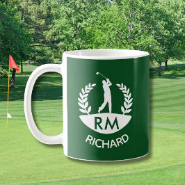 TAZA DE CAFÉ NOMBRE DE MONOGRAMA DE GOLFISTA CLÁSICO