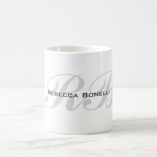 Taza De Café Nombre de monograma gris blanco Iniciales Estilo s