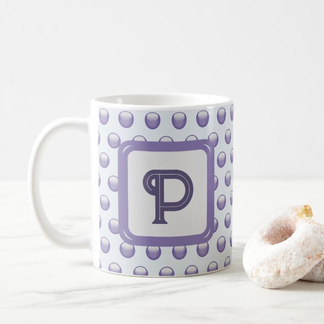 Taza De Café Nombre de monograma Letra inicial de punto de polk (Con donut)