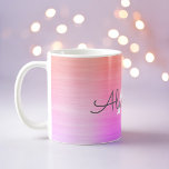 Taza De Café Nombre de monograma metálico de Naranja púrpura e<br><div class="desc">Monograma de Acero Inoxidable Metálico naranja y Morado Ombre Faux y Café Inicial Mug. La taza de café es el regalo perfecto para alguien que ama los diseños metálicos de lujo.</div>