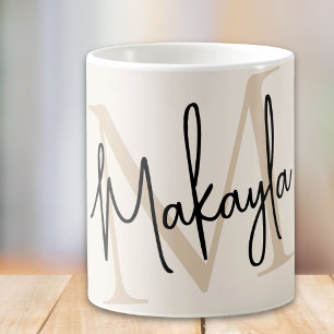 Taza De Café Nombre de Monograma Moderno