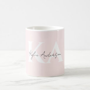 Taza De Café Nombre de monograma personalizado del Rosa de Rubo