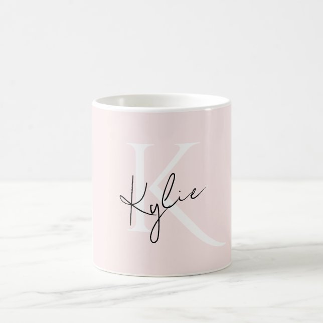 Taza De Café Nombre de monograma personalizado del Rosa de Rubo (Centro)