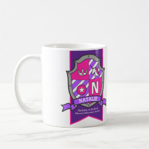 Taza De Café Nombre de Natalie que significa letra rosa morada 