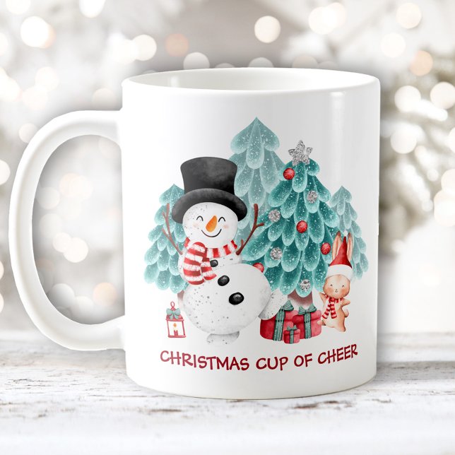 Taza De Café Nombre de Navidades de Snowman felices (Cute Happy Snowman Christmas Name Coffee Mug)