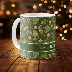Taza De Café Nombre de Navidades tropicales festivos