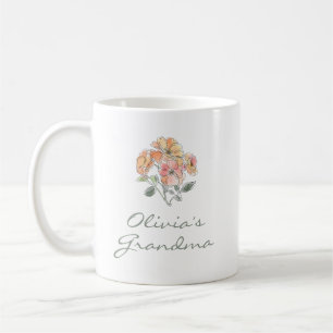Taza De Café Nombre de nieto Abuela Acuarela Floral Personaliza