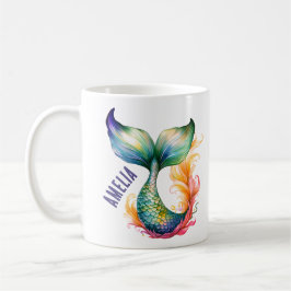 Taza De Café Nombre de niña oceánica sirena colorida linda