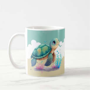 Taza De Café Nombre de niños de tortuga linda