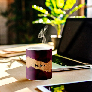 Taza De Café Nombre de oro del rosa de oro de oro morado de oro