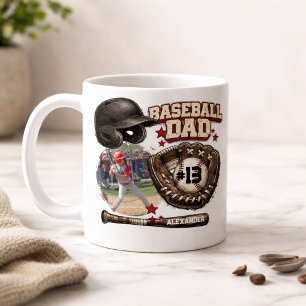 Taza De Café Nombre de Papá de Béisbol Personalizado