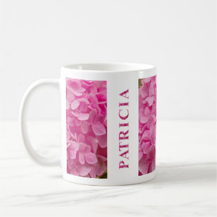 Taza De Café Nombre de "Patricia" y flor de hidrangea de primav