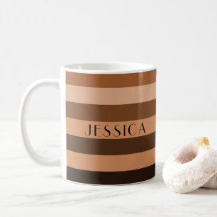 Taza De Café Nombre de Patrón de Rayas Elegantes Modernas