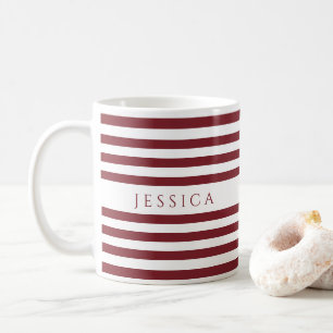 Taza De Café Nombre de patrón de rayas rojas de bodega