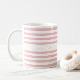 Taza De Café Nombre de Patrón de Rayas Rosadas Lindas