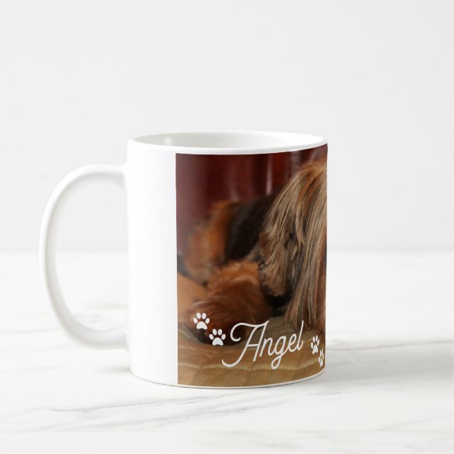 Taza De Café Nombre de perro personalizado Cute Yorkshire Terri (Izquierda)