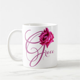 Taza De Café Nombre de personalizable Grace bonito rosa rosa ro