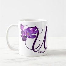 nombre de personalizable Ursula morado floral febr