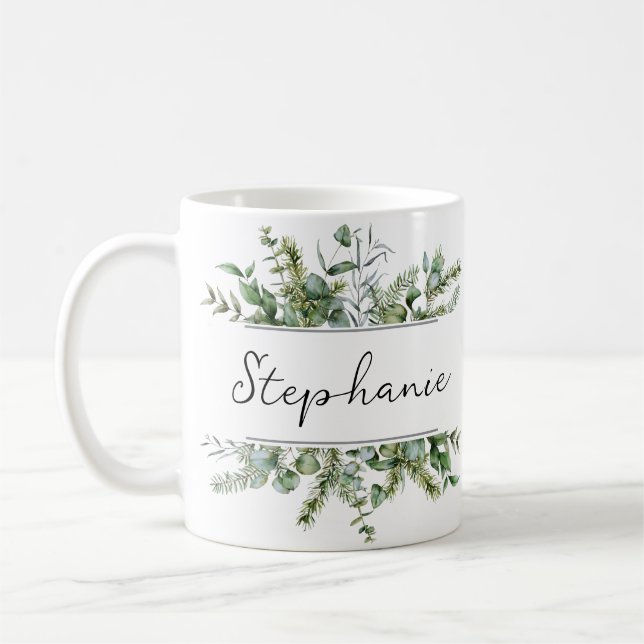 Taza De Café Nombre de personalización de la vegetación fresca  (Izquierda)