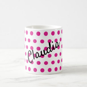 Taza De Café Nombre de puntos blancos rosa