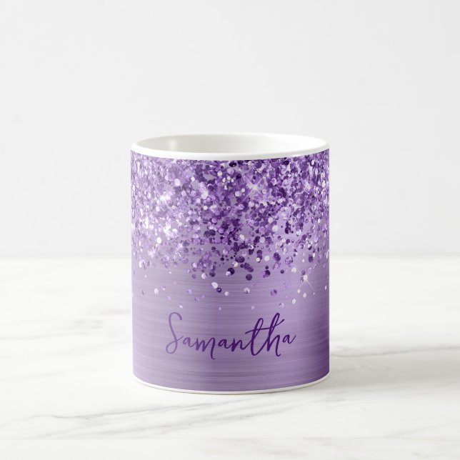 Taza De Café Nombre de púrpura real de Glam Purpurinoso (Centro)