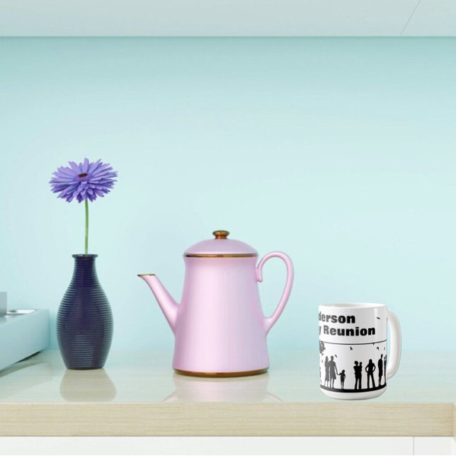 Taza De Café Nombre de reunión de familia de silueta negra (Subido por el creador)